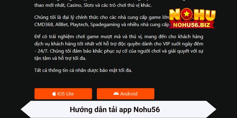 Hướng dẫn tải app Nohu56